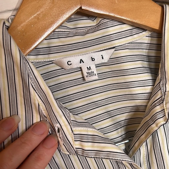 Cabi Blue and Yellow Striped Button Down Long Sleeve Shirt, Women Size Medium - Picture 6 of 8
